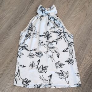 White House Black Market White Floral Halter Blouse